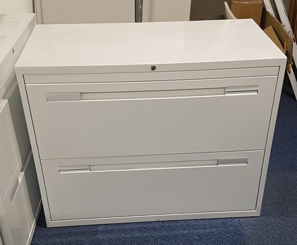 White Metal Two-Drawer Cabinet