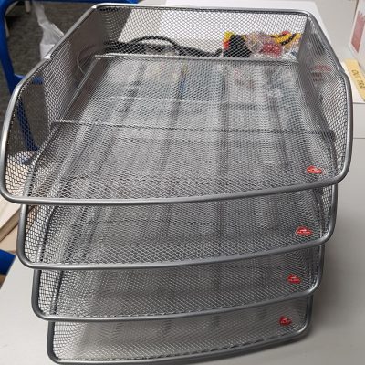 Letter Tray in Silver Mesh Stackable