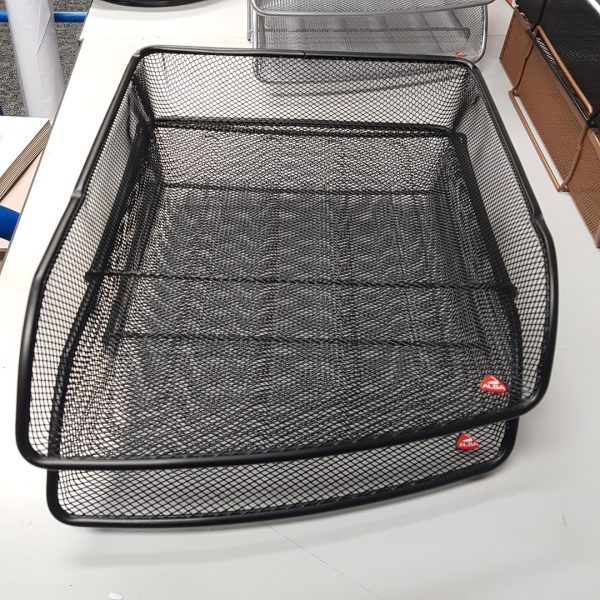 Letter Tray in Black Mesh Stackable