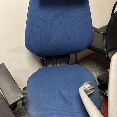 Swivel Chair In Blue With Headrest & No Arms