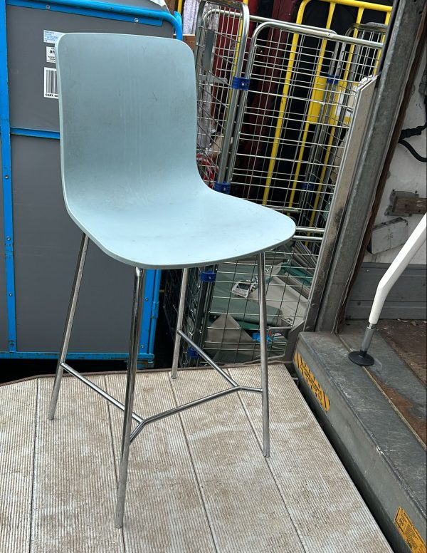 Stool - High Stool In Light Blue With Metal Legs