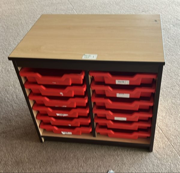 Drawers - Classroom Tray Storage Drawers In Red - 70cm W x 65cm H