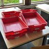 Drawers – Classroom Tray Storage Drawers In Red On Wheels – 70cm W x 65cm H