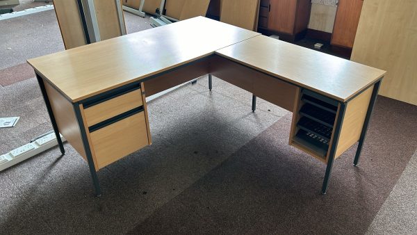 Desking - Corner Desk With Attached Pedestal & Storage - 155cm x 174cm