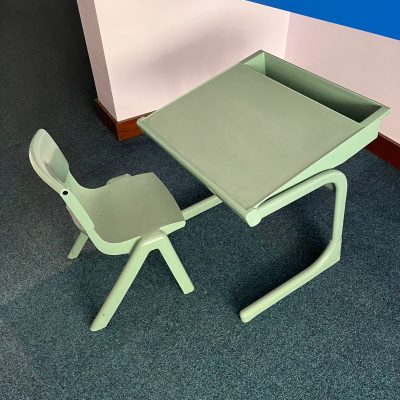 Desking - Small Grey Desk With Matching Grey Chair